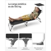 Silla de Senderismo Tumbona Reclinable Plegable, Ligera, 55 x 193 x 31 cm, Carga 150 kg - details 24