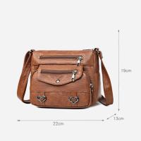 Bolso cruzado de piel sintética para mujer, Vintage con múltiples bolsillos bolso de hombro, decoración de corazón - details 20