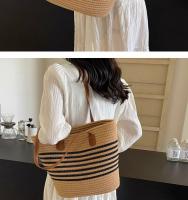 Bolso de estilo francés para mujer, gran capacidad, nuevo bolso versátil de hombro tejido de paja, bolso de mano para vacaciones en la playa - details 12