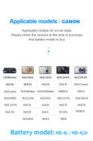 HQIX-batería para cámara Canon IXUS 100, 120, 220, 255, 40, 55, 65, 75, i5, i7, 110, 130, 117, 230, 115, SD960, SD780, TX1, NB-4L, 4LH, cargador Dual - details 6