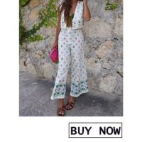 Pantalones de Lino Boho Vintage para Mujer Moda de Verano 2023 Pantalones Suaves con Bordado para Chicas - details 4