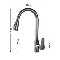 Grifo de fregadero de cascada negro gris extraíble grifo de cocina mezclador de agua giratorio de un solo orificio - details 6