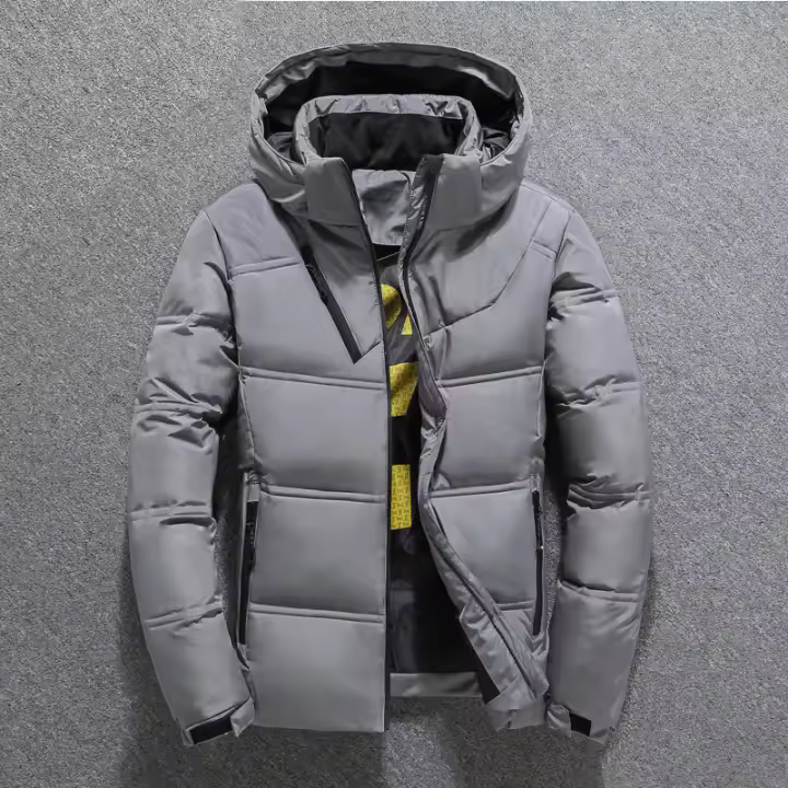 Ropa de invierno de algodón de estilo corto para hombres jóvenes, sombrero desmontable, ropa de trabajo, chaqueta cálida, cuello alto informal - 1