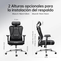 Ergonomica Escritorio, Silla Oficina Soporte Lumbar, Silla de Ordenador reclinable de ángulo Grande, Respaldo de , Negra - details 2