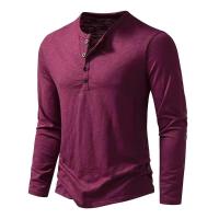 Otoño nueva camiseta de manga larga con cuello para hombres Color transpirable versátil moda camisetas delgadas - details 8