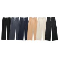 2024 pantalones de mujer pantalones anchos holgados pantalones negros de moda para mujer pantalones casuales de cintura alta otoño mallas acampanadas azules - details 1