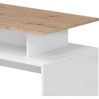 Mesa de Centro Doble Altura, Mesita para Salón, Mesa Auxiliar, Modelo Iris, Acabado en Color Blanco Artik y Roble Nodi, 108 cm (Largo) x 50 cm (Ancho) x 43 cm (Alto) - details 3