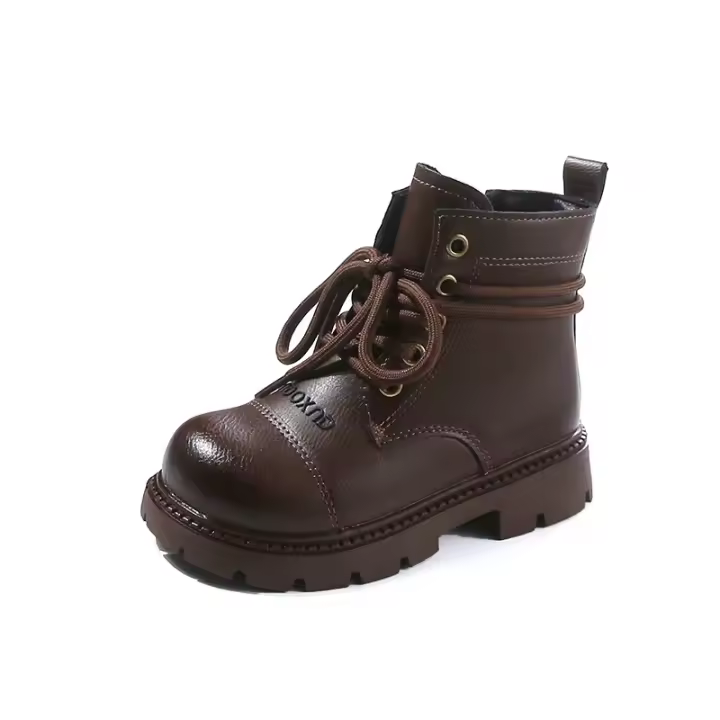 Botas cortas de cuero antideslizantes para niñas, zapatos versátiles de suela gruesa suave, estilo coreano, a la moda, otoño e invierno, 2024 - 1