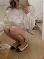 Blusa de verano para mujer, camisa de primavera, blusa para mujer, Blusas largas de gasa, informales, elegantes, Vintage, de manga larga, holgada de gran tamaño, blanca - details 7
