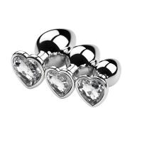 Corazón 3 tamaños de acero inoxidable cristal extraíble Butt Plug estimulador juguetes sexuales anales consolador masajeador de próstata - details 10