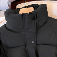 Women short thick cotton padded puffer jacket winter stand collar zipper basic coat outwear - details 17