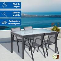 Sillas de Terraza de Metal Reforzado Diseño Elegante en Gris Antracita 4 Piezas - details 3
