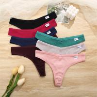 4 Uds., ropa interior lisa de algodón a rayas para mujer, bragas sexis con cintura en V, Tanga para mujer, Bikini cómodo y suave con espalda en T, M-XL - details 5