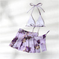 Bikini Tie-Dye con Sarong para mujer, traje de baño femenino Sexy, conjunto de Bikini de 3 piezas, ropa de baño - details 4