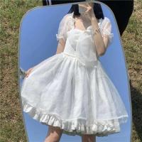 Vestido de princesa blanco japonés Lolita 2025 con mangas abullonadas y lazo - details 6
