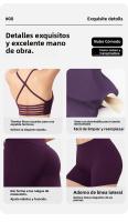Sostén deportivo de yoga con almohadillas para el pecho, espalda hermosa, shorts de tres cuartos, levantamiento de cadera de cintura alta, conjunto de fitness pilates para mujeres - details 20
