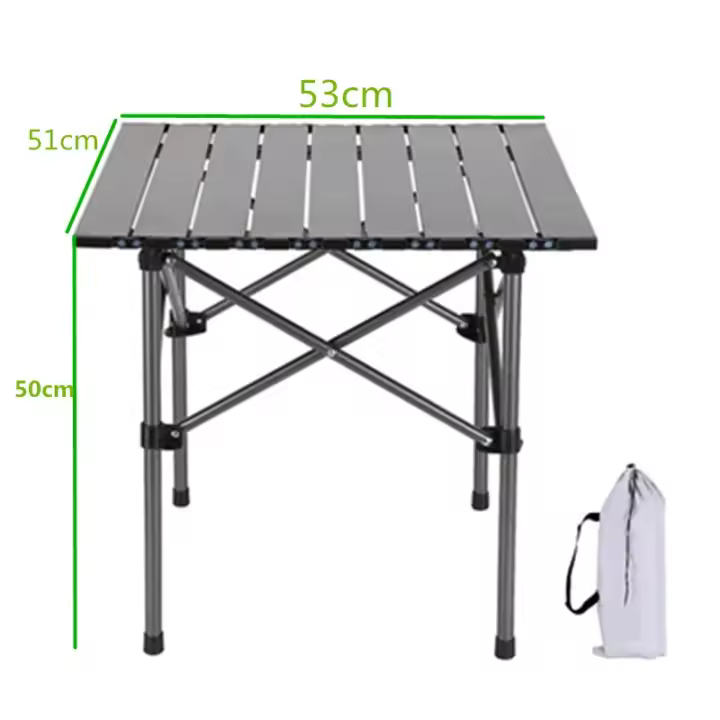 Mesa plegable de exterior con bolsillo de malla, mesa metálica portátil para viajar, adecuada para camping, pesca, etc. - 1