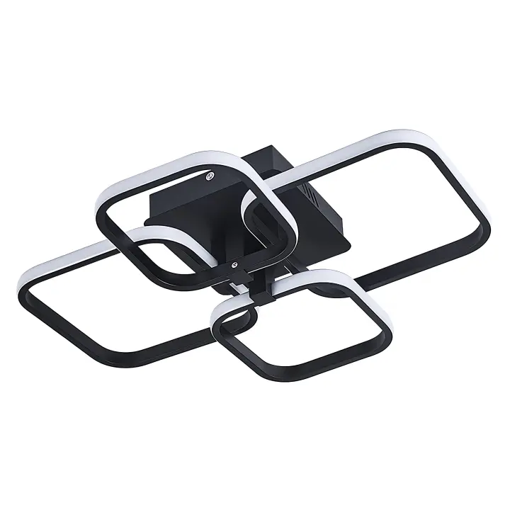 Plafón LED de Techo Cuadrado 45W GOECO, Aluminio Negro, Luz Neutra 4500K, Iluminación Interior Nórdica para Salón, Dormitorio, Comedor, 58*46*13 CM - 1