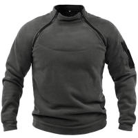 Chaqueta De Fleece Táctica Para Hombres Abrigo Termal Con Cremalleras Resistente Al Viento Para Senderismo Y Uso Diario Estilo Militar Sin Cuello Alto - details 4