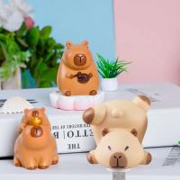 Bonita capibara, luz nocturna USB, lámpara con enchufe USB de dibujos animados de plástico, lámpara de ambiente pequeña USB práctica marrón, regalos para niños - details 0