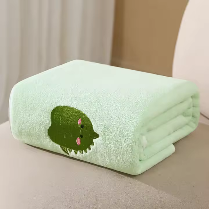 Toalla de baño impresa para bebé, absorbente, sin pelusas, patrón bordado encantador, textura ligera y suave, tacto delicado - 1