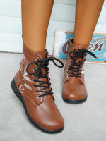 Botas cortas de cuero bordadas para mujer, zapatos planos al tobillo, deportivos, de mezclilla, estilo Chelsea, a la moda, invierno, 2023 - details 19