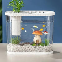 Pecera de sobremesa irrompible transparente con compartimento para filtro, pecera de plástico que ahorra espacio, pecera de mesa transparente - details 2
