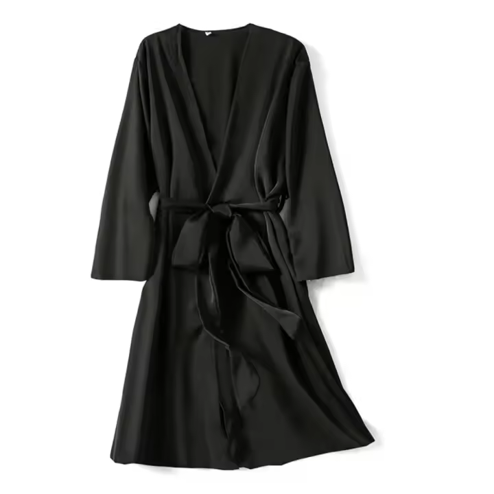 Bata de Satén para Mujer Ropa de Dormir Sedosa Regalo de Boda Nupcial Bata de Baño Kimono Informal - 1