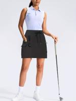 Pantalones casuales de golf de cintura alta para mujer con cremallera y múltiples bolsillos para escalada al aire libre, pantalones cortos deportivos de secado rápido - details 19