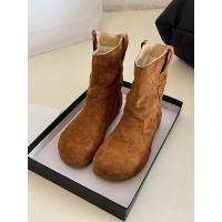 2025 otoño e invierno nuevas botas cortas de punta redonda aumento de altura interior retro pila de viento perezoso botas de caballero occidental mujeres. - details 9