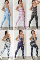 Levantamiento de cadera deportivo para fiesta de yoga teñido con lazo sin costuras, mono trasero de una pieza, mallas para mujer, ropa deportiva para gimnasio - details 4