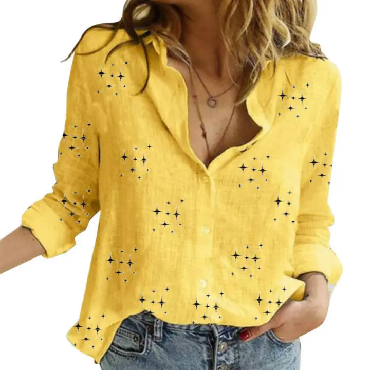 Camisa de mujer de manga larga en algodón blusa elegante y casual para todas las estaciones - 1