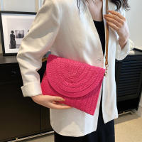 Bolso cruzado de hombro tejido de paja para mujer, bolso de mano de playa, bolsos de sobre hechos a mano informales de verano - details 7