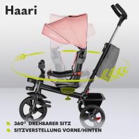 Haari Bicicleta 2 en 1 Menores hasta 25 kg 1,5-5 años Triciclo- Carrito Cesta espaciosa, Bolsa y portavasos Cinturones de 3 Puntos con Fundas Toldo Reposapiés Azul Oscuro - details 26