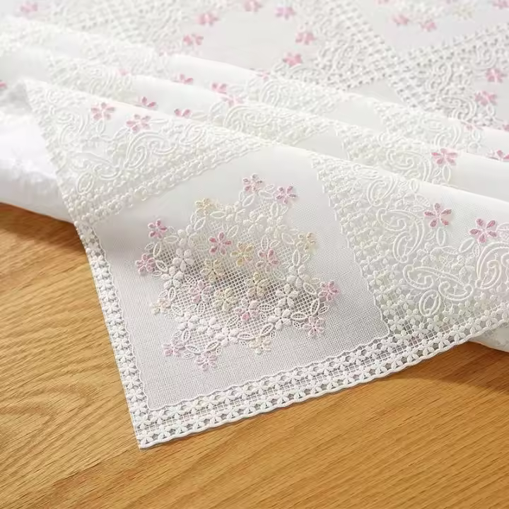 Mantel redondo, lujosa cubierta blanca para mesa de centro Ense, impermeable, lavable, resistente al aceite, elegante tacto a mano - 1