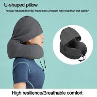 Almohada de viaje con capucha para descanso de cabeza, cojín de viaje en forma de U para avión, descanso para el cuello, para dormir al atardecer, para coche y oficina - details 4