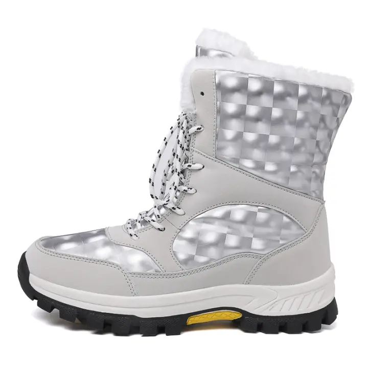 Botas de nieve para mujer, botas de invierno cálidas con forro de piel, botines antideslizantes, botas de nieve a media pantorrilla - 1