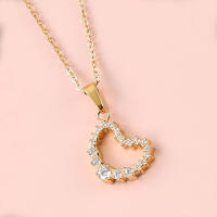 Colgante de Corazón de Melocotón en Acero Inoxidable con Placa de Oro Lujo Ligero para Mujeres - details 11