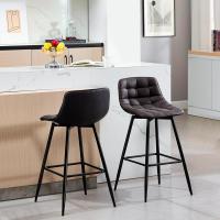 2X Taburete de Bar con Respaldo Paquete de 2 Marco de Metal Muebles Cocina Asiento de Cuero Sintético Taburete Alto Cocina Sillas Altas Bar Cocina Antracita BH249an-2 - details 3