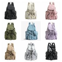 Linda mochila con cordón de estilo coreano, gran capacidad, diseño de nicho, bolsa de nailon suave y ligera, bolsa plegable para libros, bolso de hombro para exteriores - details 0