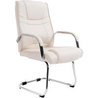 Tapizada En Cuero Sintético y con Base De Metal I Silla Conferencia con Reposabrazos, Color:Crema - details 0