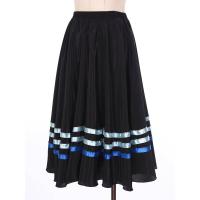 Faldas Flamenco español para mujer, vestidos de danza contemporánea moderna lírico, cintura alta, dobladillo a rayas, falda con - details 14
