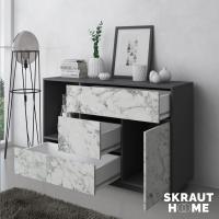 Mueble de Comedor Elegante Estilo Wind Madera Resistente Blanco/Cemento Longitud de 86x120x40cm - details 28