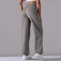 Pantalones de oficina sueltos de cintura alta informales de pierna ancha para mujer, pantalones de baile - details 9