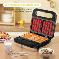 Máquina para hacer gofres 750W, máquina para hacer gofres personal, máquina para hacer gofres pequeña, máquina para hacer gofres antiadherente, mango de tacto frío, pequeño electrodoméstico automático para cocina, celebración de reuniones familiares, past - details 4