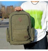 Mochila de lona de moda para hombre, bolso escolar informal Retro, Asa superior y gran capacidad, mochila d - details 9