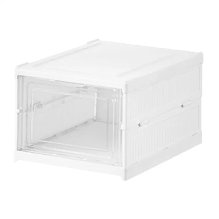 Caja de almacenamiento de zapatos, organizador de zapatos plegable sin instalación, puerta transparente, ahorro de espacio, Zapatero de plástico transparente resistente - 1