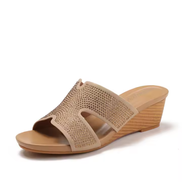 Sandalia sandalias de verano para mujer prendas de vestir exteriores de moda 2025 nuevas y versátiles suela gruesa tacón inclinado de tiro alto medias zapatillas para - 1