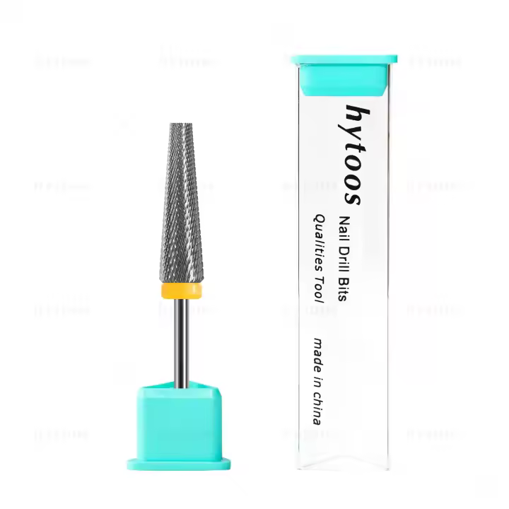 HYTOOS-broca para uñas 5 en 1, parte superior plana, 24mm de largo, brocas cónicas de carburo para uñas, accesorios de taladro eléctrico, herramienta de eliminación de esmalte de Gel - 1