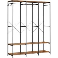 Armario Portátil Plegable Organizador de Ropa con Barras de Colgar Estantes de Almacenamiento con Ganchos Extraíbles Marrón Rústico Tamaño 40 x 94,5 x 180 cm - details 7
